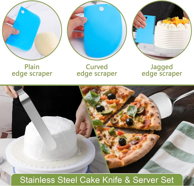 Easynzery 168pcs Cake Pan Sets for Baking + Cake Decorating Supplies: 3 Non-Stick Springform Pans Set (6, 8, 10 inches), Icing Tips – Multi-functional Leak-Proof CheeseCake Pan - Image 5
